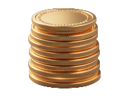 Goldener M&uuml;nzstapel mit orangen Glanzkanten f&uuml;r den ersten Einzahlungsbonus