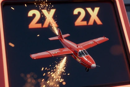 Aviator Crash-Game-Interface mit steigendem Flugzeug und Multiplikator bei Vox Casino